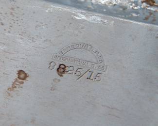 Mark on the antique Barbour Silver Plate Company/International Silver Co footed rectangular tray with canted corners