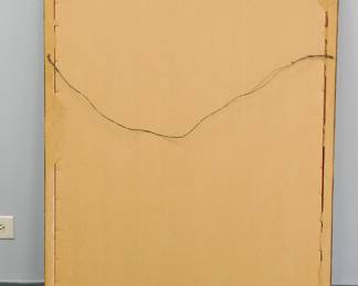 Reverse of the large Indo-Persian Mughal oil painting on fabric painting depicting a courtyard scene with a falconer