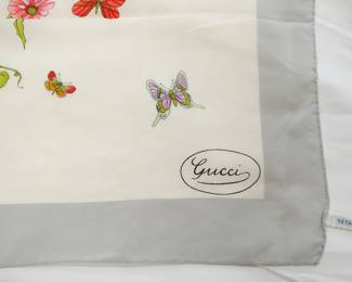 Detail of Gucci ivory floral print silk scarf