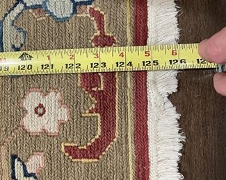 Detail on the Soumak runner in excellent condition.  Wool on cotton, 125" long (10 1/2 feet) and 30" wide.