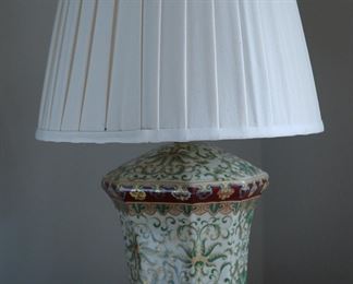 Contemporary Chinese lamp, measures 12" to bottom of socket and 24" to tip of finial.  Shown not lit.