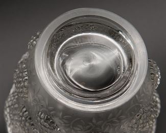 Signed Verlys, France "Les Cabochons" Raspberries Frosted French Art Glass Vase, measures 6 3/4" tall and is 6 3/4" across its rim.  In excellent vintage condition, signed on the base.