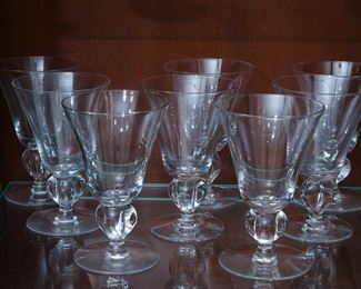 A set of seven vintage Seneca pattern crystal goblets by Morgantown Glass Factory 