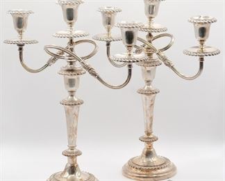 Another view of the stately pair of silverplate candelabrum by the Friedman Silver Company retaining their decorative finials