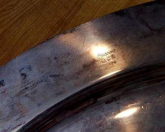 Manufacturer's mark on the Crescent Silverware Manufacturing Company large oval meat platter with custom fitting oval cutting board!