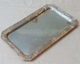 Antique Barbour Silver Plate Company/International Silver Co footed rectangular tray with canted corners