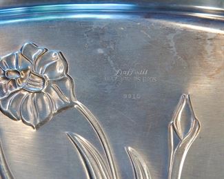 Mark on the footed 1847 Rogers Brothers Daffodil pattern platter with well for juices