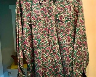 2XL Timber Rock Green/Multicolored Paisley Button Up Long Sleeve Shirt