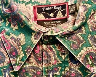 2XL Timber Rock Green/Multicolored Paisley Button Up Long Sleeve Shirt