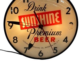 Drink Sunshine Premium Beer Light Up Clock