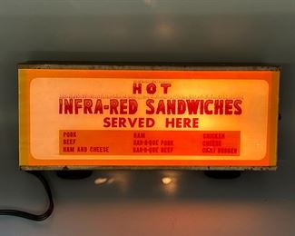 Hot Infa-Red Sandwiches Advertising Light-Up Sign