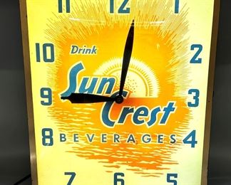 Drink Sun Crest Beverages Advertising Clock