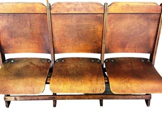 Row of (3) Wooden Bleacher Seats