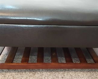 Bonded Leather and Wood Storage Bench
