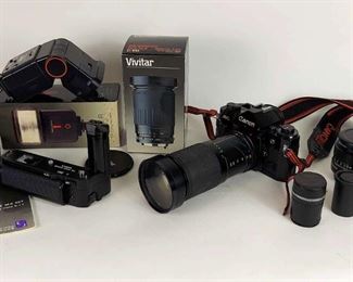 Canon A1 35mm Film Camera With Lens, Flash And Winder
