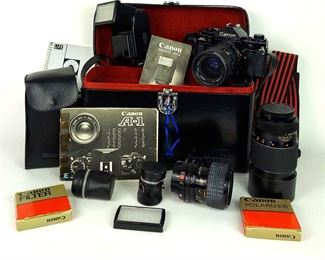 Canon A1 35mm Film Camera With Lenses And Case