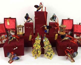 Cloisonne Peacocks, Hummingbirds And Other Bird Ornaments 