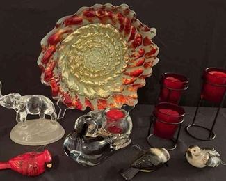 Crystal And Red Glass Decor