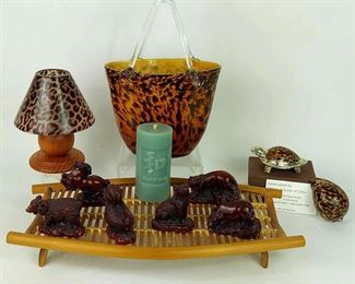 Feng Shui Red Animal Figurines With Animal Print Decor