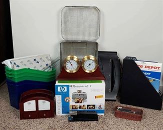 Howard Miller Desk Clock With Barometer, HP Photosmart And More Office Accessories