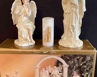 Porcelain Nativity Set And Musical Figurines 