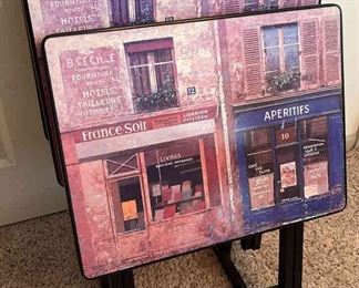 Set Of 4 Tray Tables With Stand