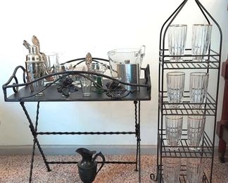 Wrought Iron Folding Bar Stand And Accessories 