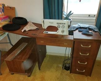 Viking Husqvarna sewing machine and MCM sewing cabinet in beautiful condition 