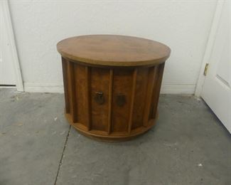 Vintage 1980s "Drum" Coffee Table with Storage Area - 25" Diameter x 19" Tall