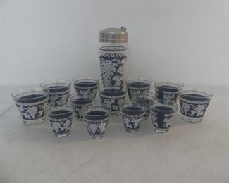 Vintage MCM Hazel Atlas "Wedgwood Blue - Hellenic Grape" Barware