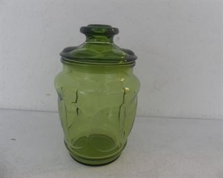 Vintage MCM LE Smith Avocado/Green Bubble Thumprint Canister