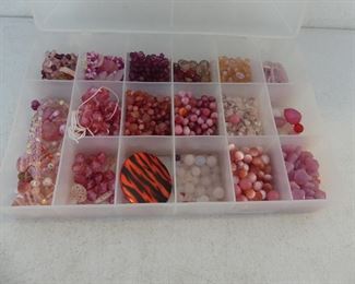 Organizer Full of Beads - Mostly Reds & Pinks