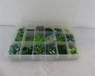 Organizer Full of Beads - Mostly Greens