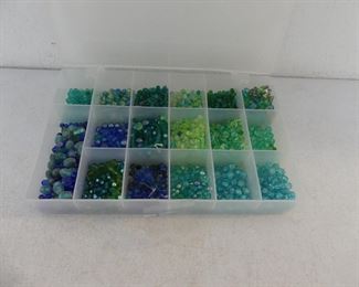 Organizer Full of Beads - Mostly Greens & Blues