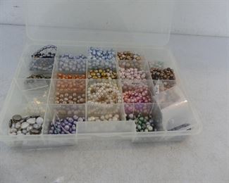 Organizer Full of Beads - Mostly Faux Pearls