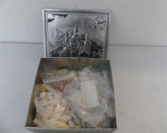 Vintage Schloss Neuschwanstein Bas Relief Tin Full of Seashells