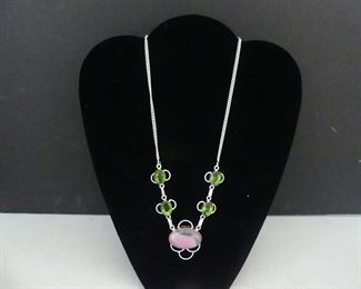 Botswana Agate Emerald Necklace in Stamped 925 Settings