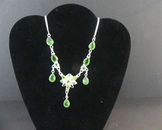 Peridot Necklace in Stamped 925 Settings - 20"