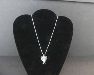 Articulated Panda Charm on 925 Sterling Silver Chain - Chain 22" 4.7g
