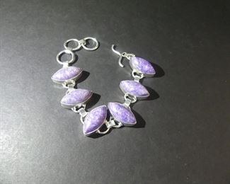 Cheroite Toggle Clasp Bracelet in Stamped 925 Settings - 7"