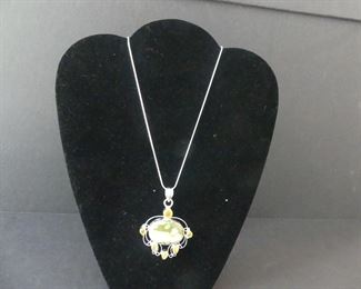 Ocean Jasper Citrine Pendant on 925 Sterling Silver 21" Snake Chain