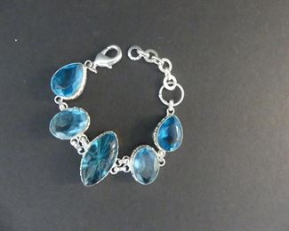 Blue Topaz Lobster Claw Clasp Bracelet - 7½"