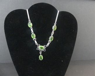Peridot Lobster Claw Clasp Necklace in Stamped 925 Settings - 22"