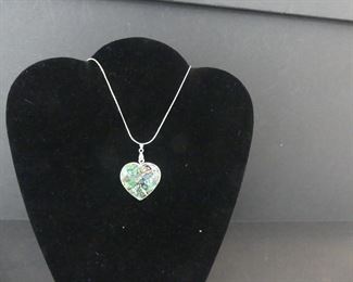 Paua (Abalone) Shell Heart Pendant - 21"