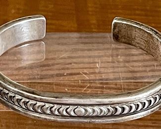 Vintage Navajo T Jim (thomas) Sterling Silver Cuff Bracelet - Total Weight 47.2 Grams