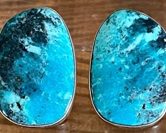 Vintage Lawrence Baca Sterling Silver And Turquoise Post Earrings Southwest