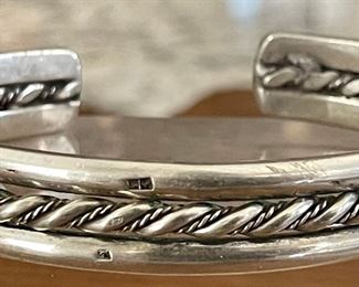 Vintage Sterling Silver Hand Hammered Twist Cuff Bracelet - Total Weight 34.5 Grams