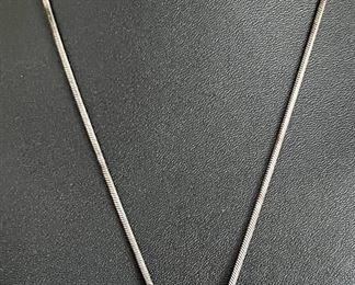 Gorgeous Sterling Silver, Polished Shell And Amethyst Pendant With Sterling Silver Italy 18" Snake Chain