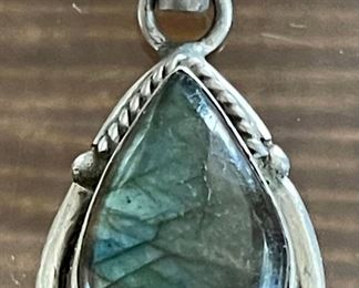 Sterling Silver Labradorite Pear Shaped Pendant Total Weight 7 Grams