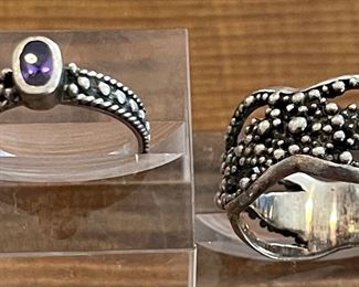 Sterling Silver Purple Stone Ring Size 6.5 & Sterling Silver Ball Size 8 - Total Weight 11.7 Grams